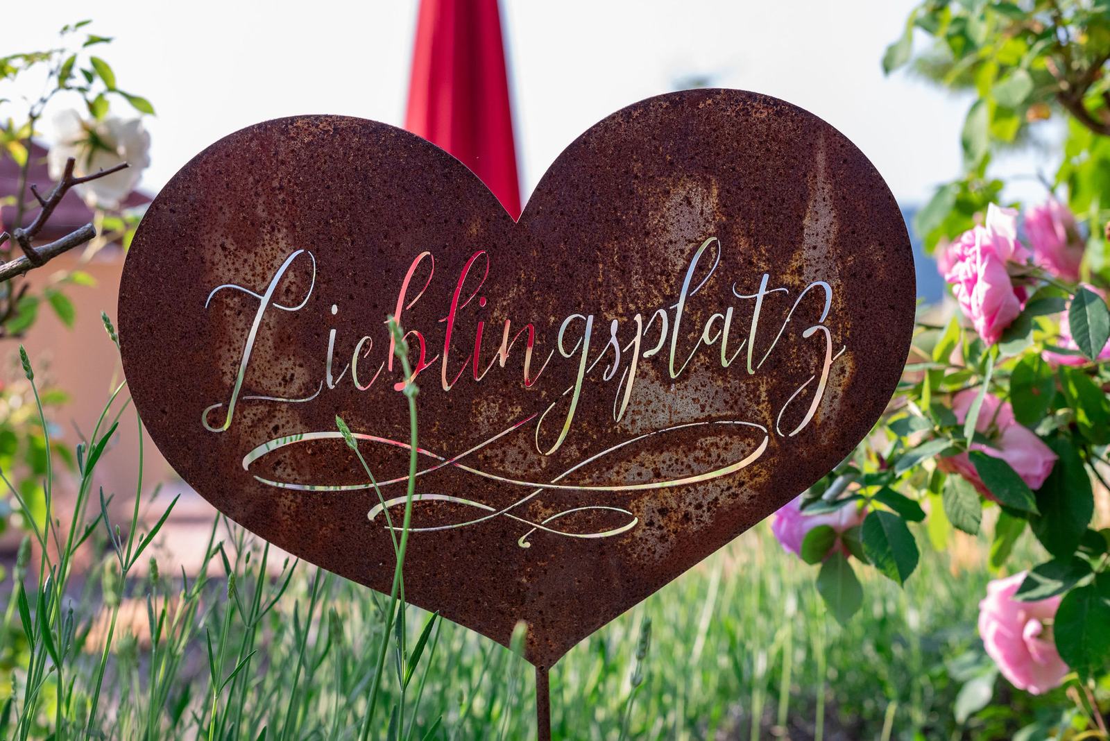 Lieblingsplatz-Schild im Schaugarten